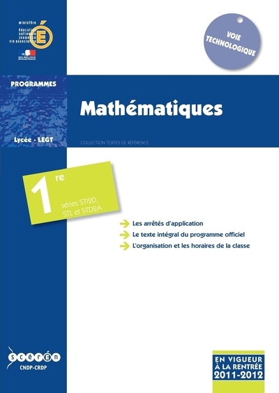 Mathématiques - classe de première STD2A, STI2D et STL