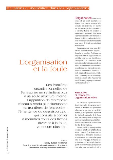 L'organisation et la foule, par Thierry Burger-Helmchen