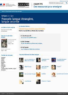 Langues en ligne. Français langue seconde, langue étrangère
