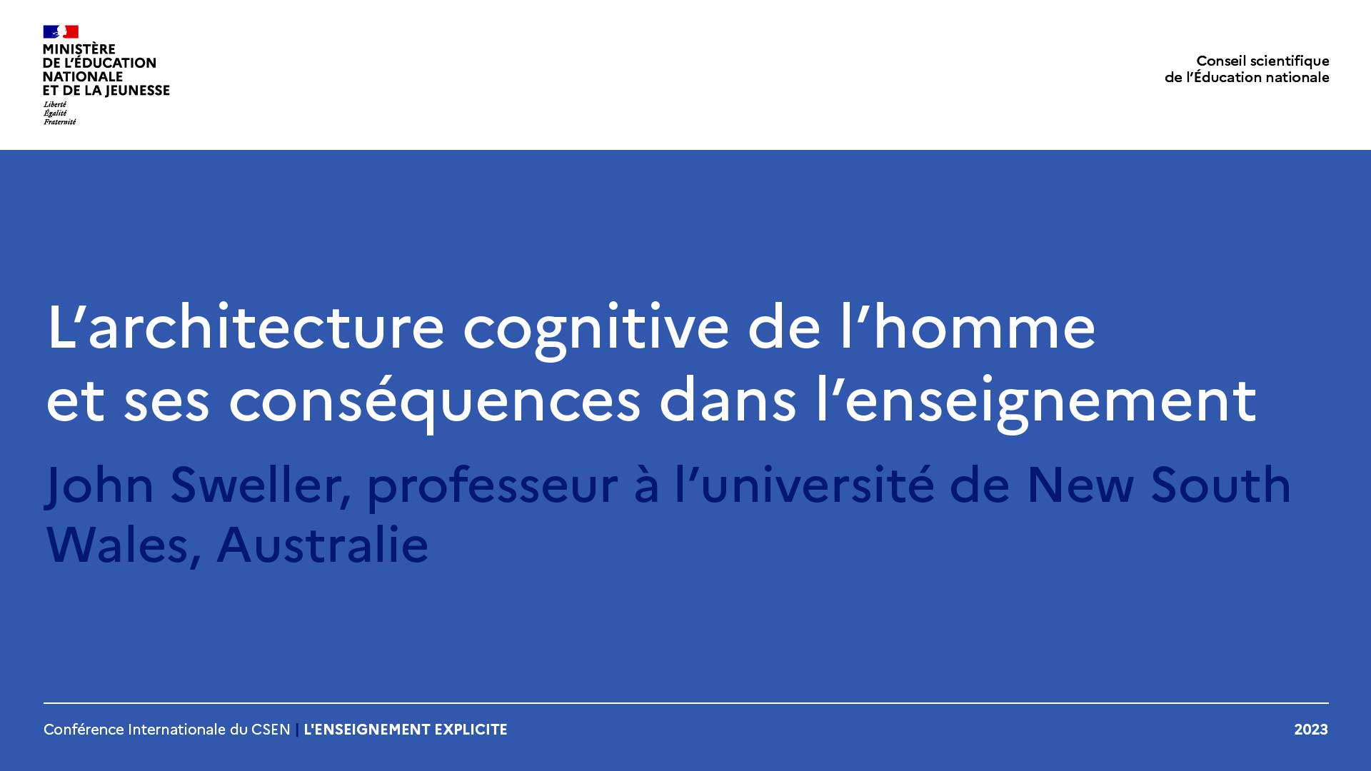 L'architecture cognitive de l'homme et ses conséquences dans l'enseignement