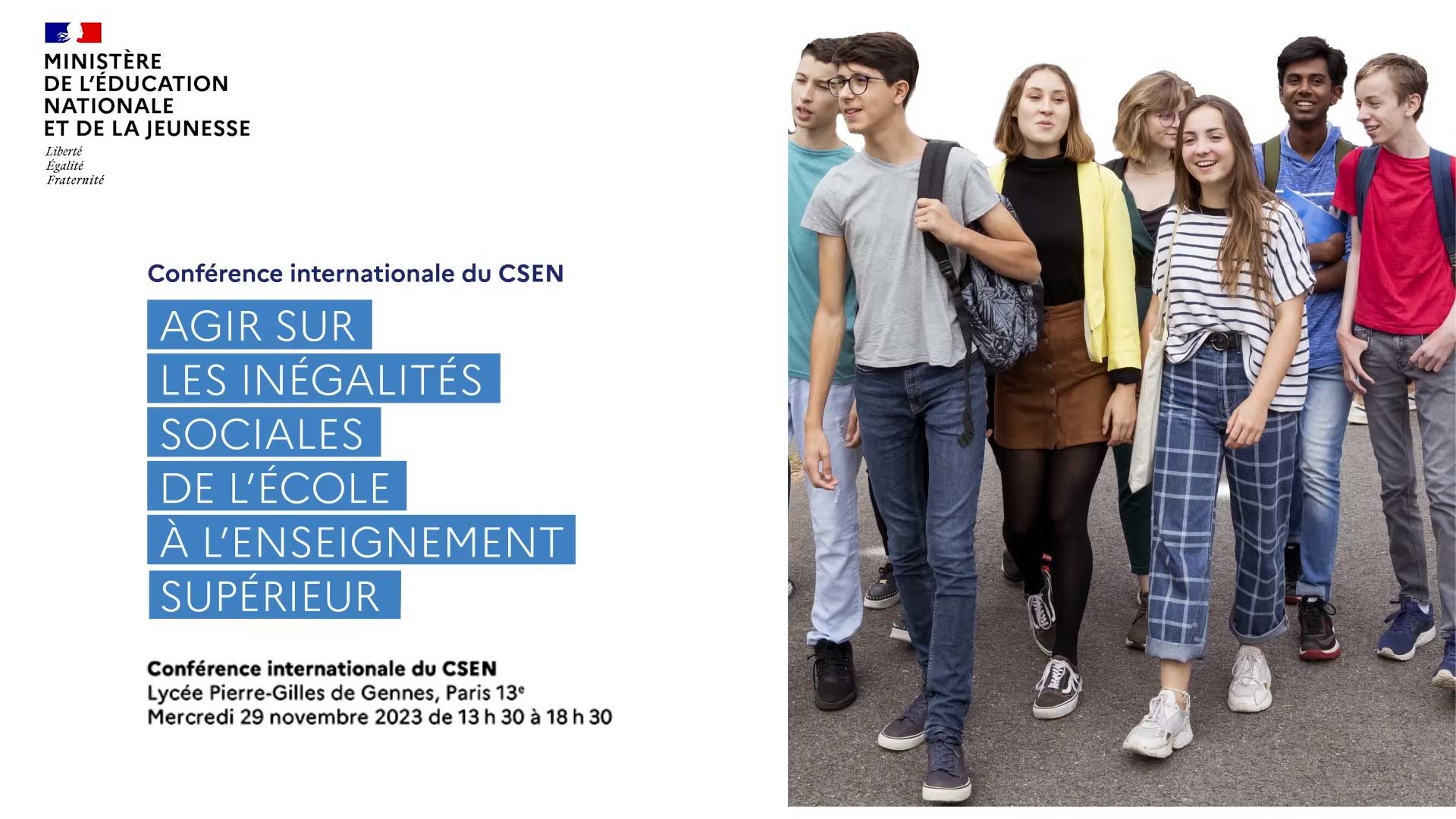 [Teaser] Conférence internationale du CSEN : Agir sur les inégalités sociales de l'école à l'enseignement supérieur