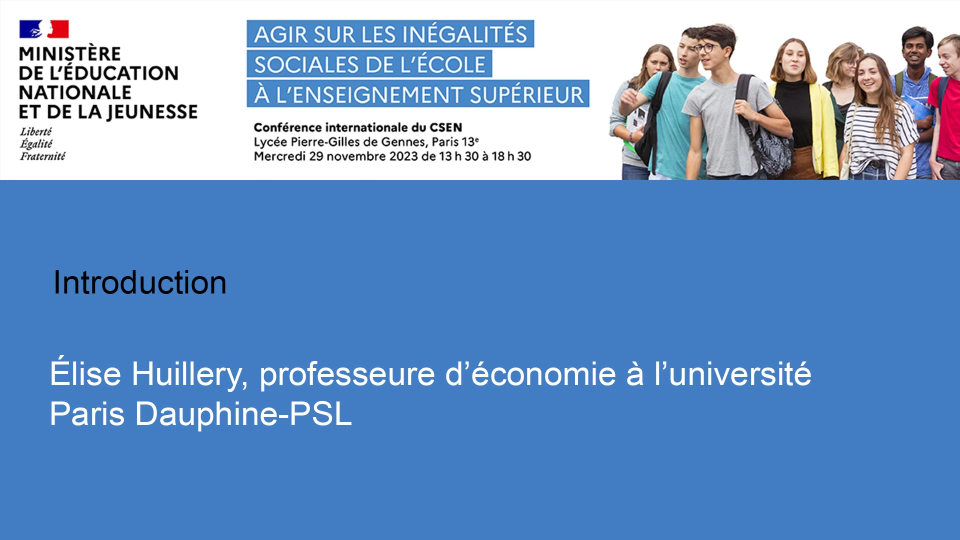 Introduction : Elise Huillery, professeure d'économie à l'université Paris Dauphine-PSL